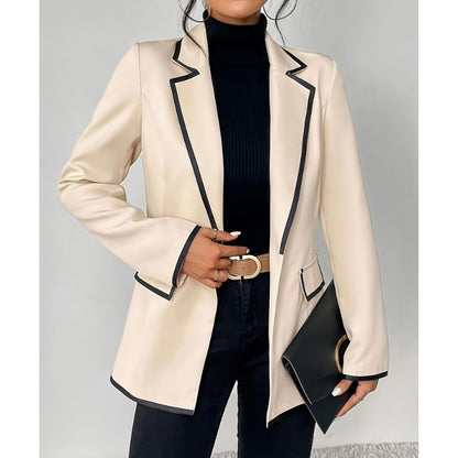 Contrast Trim Button Front Blazer