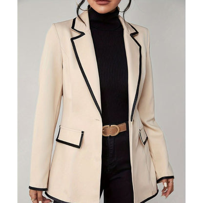 Contrast Trim Button Front Blazer