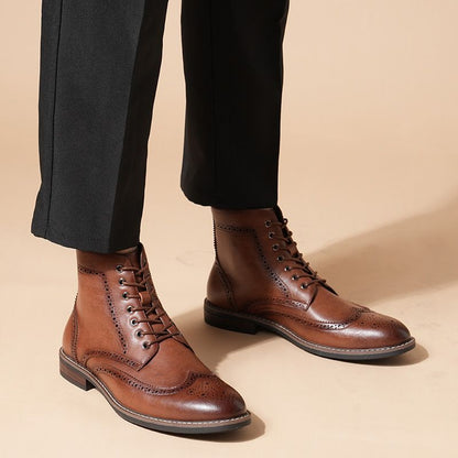 Genuine Leather Brogue Boots