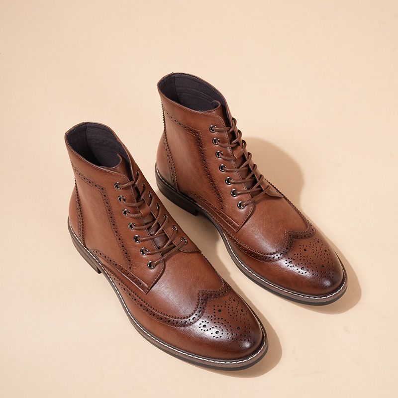 Genuine Leather Brogue Boots