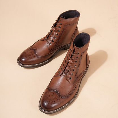 Genuine Leather Brogue Boots