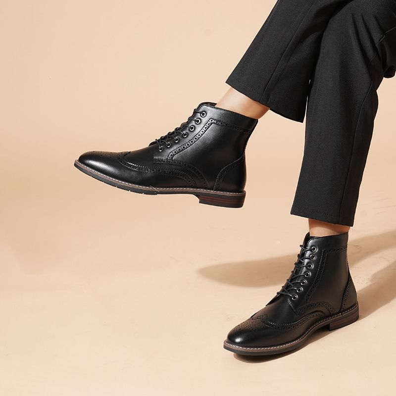 Genuine Leather Brogue Boots