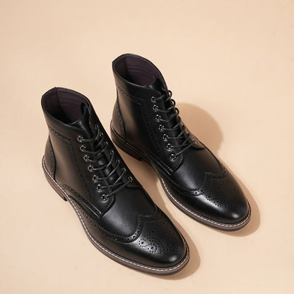 Genuine Leather Brogue Boots