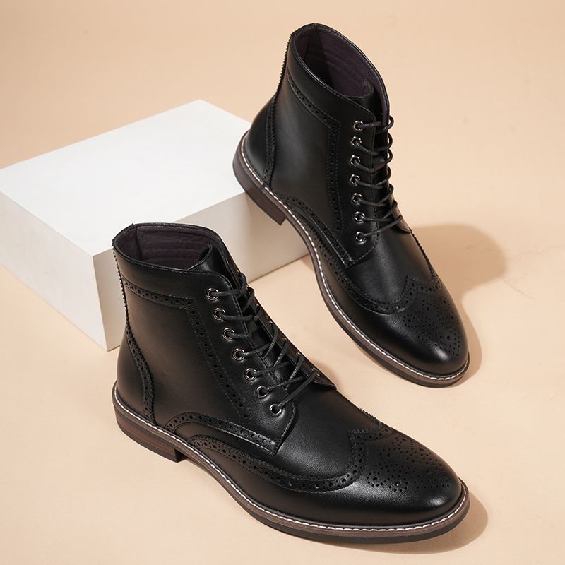 Genuine Leather Brogue Boots