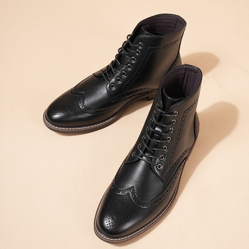 Genuine Leather Brogue Boots